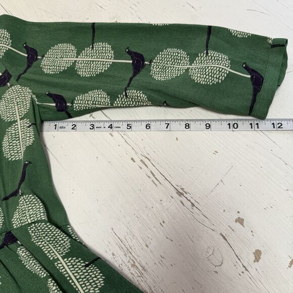 Anthropologie Maeve Devery Green Bird Print Dress XS ASO TV Last Man Standing - Picture 14 of 16